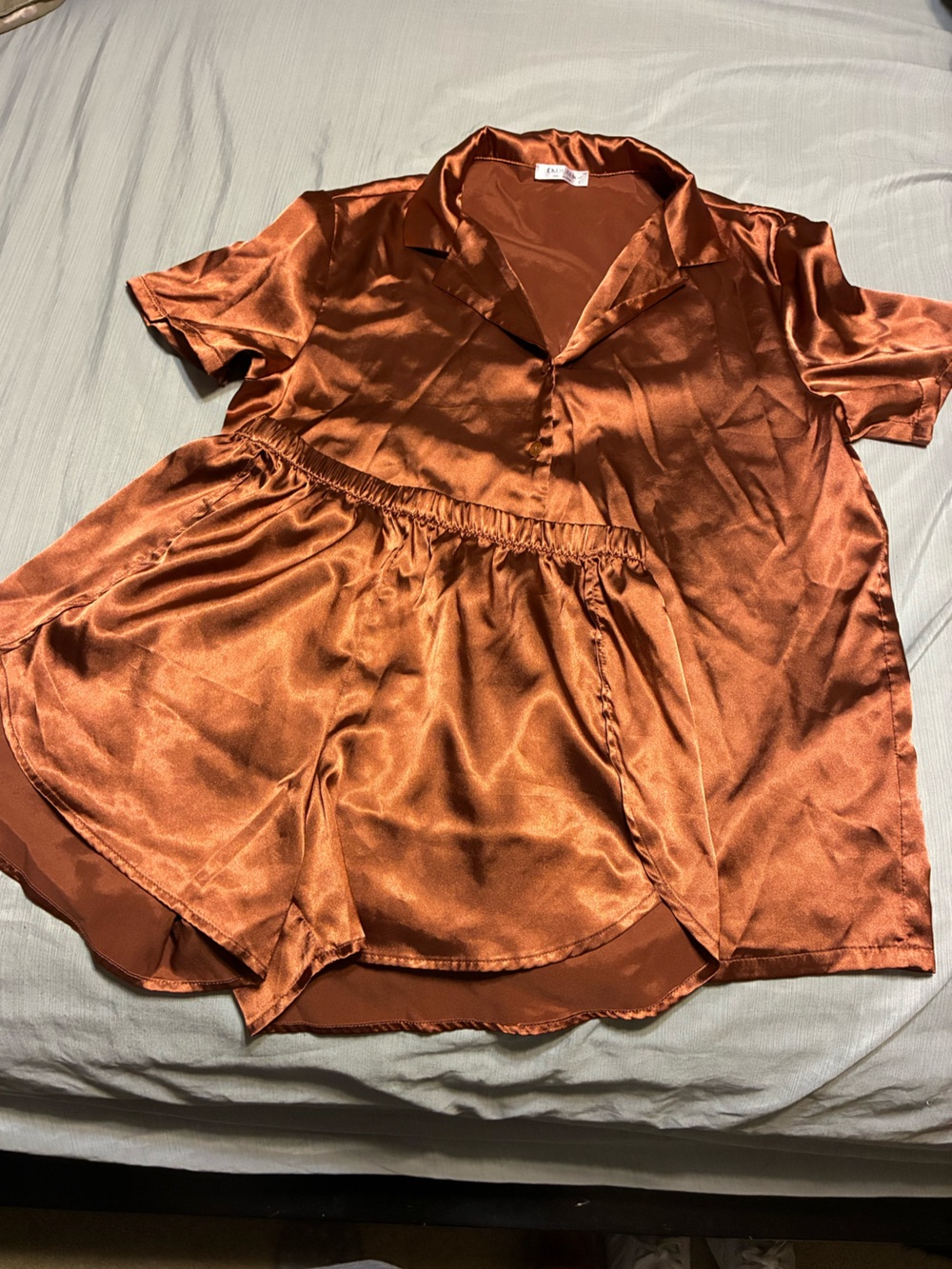 Silky Women's Satin Short Pajama Set in Copper